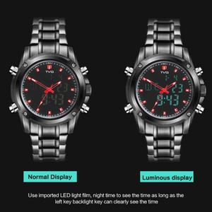 TVG 526 Dropship No Brand Man Digital <strong>Watch</strong> Perfect Stainless Steel Band Double <strong>Display</strong> Multi <strong>Function</strong> Sports <strong>Watch</strong> <strong>Supplier</strong> - Product Image 6