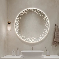 Espejo de Baño con Luz LED, Espejo Inteligente con Sensor Táctil para Maquillaje, Espejo Redondo Inteligente de Pared