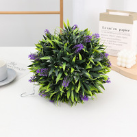 HOMCOM 2er-Set Langlebige Künstliche Kugelbäume und Lavendelblumen-Deko für Innen/Außen, 60cm Grün