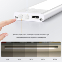 Lampu Engsel Kabinet LED Nirkabel USB Isi Ulang 3CCT Sensor Cahaya Dapur Kamar Tidur Lampu Lemari Dalam Ruangan Dapat Diredupkan CE FCC RoHS