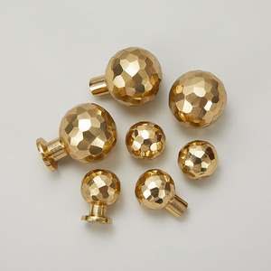 Round Ball Hammered Brass <strong>Knob</strong> Polished &amp; Sealed Golden Copper Finish Single Hole Handle for <strong>Drawer</strong> Cabinet Wardrobe - Product Image 5