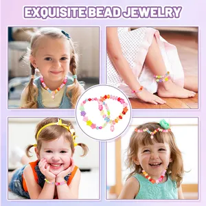 Leemook 2024 baru penjualan kit manik-manik DIY membuat perhiasan perlengkapan manik-manik set mainan anak perempuan