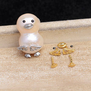 Pendentif en forme de canard baroque argenté, base vide, pendentif en perle irrégulière, accessoire de bricolage, 5623, perles multi-corps en vrac - Product Image 2