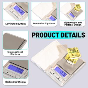 เครื่องชั่งดิจิตอลแบบพกพา, เครื่องชั่งทองแบบพกพาเครื่องชั่งอิเล็กทรอนิกส์สแตนเลสขนาดเล็กเครื่องชั่งกรัมเครื่องชั่งพกพา - Product Image 4