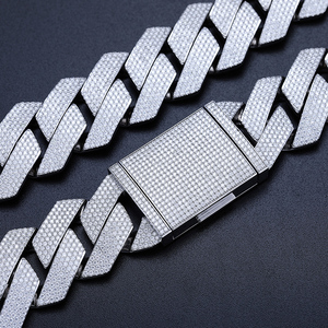 Colar Masculino Xs Big Guy Heavy Chain 27mm em Prata Esterlina 925 com 5 Fileiras de <span class=keywords><strong>Moissanite</strong></span> VVS Cravejado Estilo Cuban Link - Product Image 2