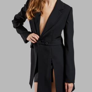 Robes Blazer Élégantes pour Femmes de Bureau, Sur Mesure, à Col Revers, Ceinturées, Manches Longues, à Lacets, Couleur Unie, par Fabricants de Vêtements - Product Image 2