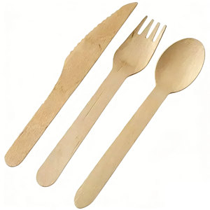 Lot de couverts en bois jetables (cuillères et fourchettes) pour la maison, le jardin, le camping et les rassemblements – Vente en gros à prix réduit - Product Image 5