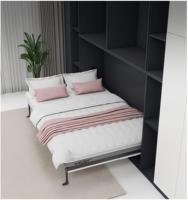 Lit mural Murphy en bois moderne avec espace de rangement dissimulé, design modulaire pliable pour salon, taille personnalisée