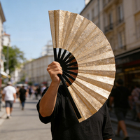 Éventails pliants personnalisés en plastique de 33 cm, art populaire chinois fait main, pour spectacles, danse carrée, Noël, Pâques - Adorables