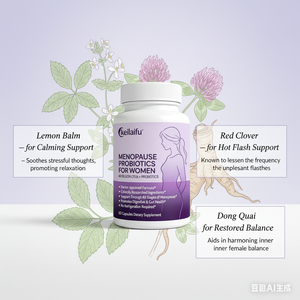 Capsules de complément alimentaire à base de plantes pour la ménopause, utilisées pour équilibrer les niveaux d'œstrogènes féminins et atténuer les bouffées de chaleur - Product Image 4