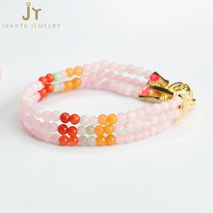 Bracciali con perline di giada rosa Myanmar con apertura regolabile Multi strati bracciali in pietra naturale gioielli Burma giadeite con perline braccialetti - Product Image 6