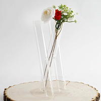 Ensemble de vases en verre à motif floral croisé, vase en tube de verre, arrangement hydroponique, vase en verre pour table