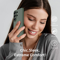 Coque de téléphone Samsung S26 Ultra vert uni antichoc magnétique avec protection d'objectif à trou de précision et toucher doux