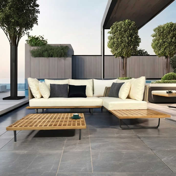 Morden Outdoor Furniture Garden Sofa Teak Lounge Sofa Set Patio