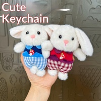 Pendentif Lapin en Peluche à Motif Écossais de Dessin Animé, Breloque de Sac Unisexe, Accessoires Porte-clés, Polyester Coton PP