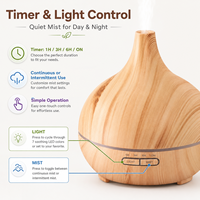 Diffuseur d'huiles essentielles ultrasonique 550 ml en bois, humidificateur d'aromathérapie, LED 7 couleurs, arrêt automatique, 3 minuteurs, brume froide