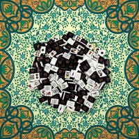 Jeu de Mahjong Américain Magie Noire d'Halloween, Tuiles de Mahjong en Acrylique, Tapis de Mahjong Pliable, Jeu de Table pour Fête Familiale d'Halloween, Cadeau