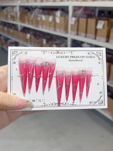 Nuevas uñas postizas de alta calidad 5.0, largas y puntiagudas, de ABS, con cobertura total, forma de estilete, diseño de mariposa tridimensional tallada, estilo Joker Fairy, puras - Product Image 6