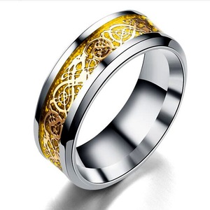 Knot Stainless Steel Band <b>Rings</b> <b>for</b> <b>Men</b> | Multi-Color Inlay Gold Red Blue <b>Black</b> | Durable Fashion Statement <b>Rings</b> - Product Image 6