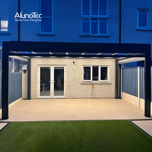 Moderne Aluminium-Pergola – Geräumiger Luxus-Gartenpavillon für den Außenbereich mit Glasschiebetüren - Product Image 3