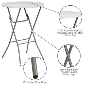 Alta qualità all'ingrosso HDPE Dia 80cm bianco all'aperto festa in plastica 32 pollici Bar altezza pieghevole tavoli da Cocktail - Product Image 3