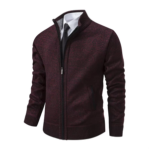 Cardigan à col roulé zippé boutonné en molleton respirant pour homme à manches longues en jacquard brodé personnalisé - Product Image 3