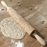 Rouleau à pâtisserie en bois de hêtre à motif flocon de neige et fleur de Noël, pour gaufrage de fondant et biscuits, écologique et de haute qualité