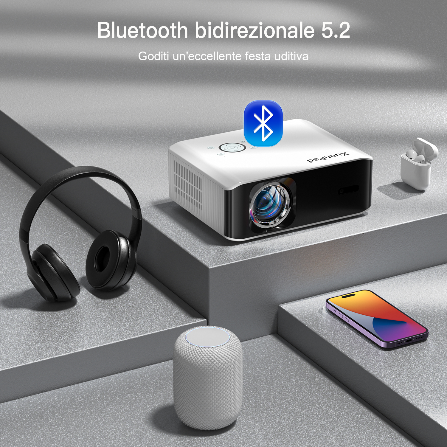 XuanPad LCD LED プロジェクター 本体 Amazon.com: 【Bone white Projector & Built-in Apps】XuanPad Mini