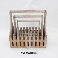 Ensembles originaux faits à la main de panier de rangement en bois pot de fleur avec plante en plastique couleur pin