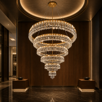 Lustre suspendu de luxe moderne en cristal LED pour hall d'exposition, hôtel, grand anneau, escalier