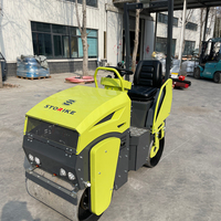 CE EPA Compacteur vibrant routier 1 tonne, moteur diesel et essence, mini-compacteur tandem à double tambour, autoporté pour asphalte