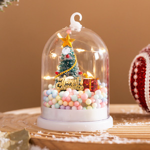 Christmas Decoration <b>LED</b> Mini Christmas <b>Tree</b> in Dome Transparent Cover with Colorful Foam Beads Hanging Ornament for Party Decor - Product Image 6