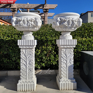 Vasi per Fiori in Marmo Naturale di Grandi Dimensioni con <span class=keywords><strong>Testa</strong></span> di Capra per Giardino Esterno - Product Image 1