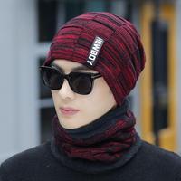 Topi Ski wol tebal lembut pria wanita, topi syal rajut musim dingin hangat leher hangat
