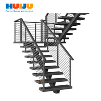 Escalier flottant en bois personnalisé HJ Outdoor avec poutre dissimulée