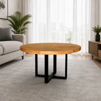 Table ronde en bois massif pour café et restaurant, style ferme personnalisé, usage commercial