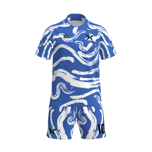 Kit <span class=keywords><strong>Calcio</strong></span> Personalizzato con Sublimazione, Design a Pennello, Completo Traspirante con Numero, Abbigliamento Sportivo - Product Image 4