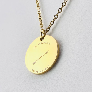 Collier personnalisable en acier inoxydable Jietao avec gravure Saint Sébastien, bijou doré tendance, étanche et hypoallergénique - Product Image 4