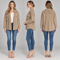 Cardigan en tricot pour femme, col à revers, ouvert sur le devant, avec poches, veste décontractée d'automne, vente en gros