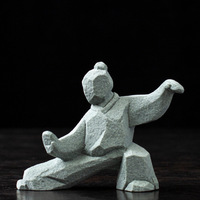 Nouvelle figurine créative en pierre d'inspiration Tai Chi Kung Fu Wuxia de style chinois, ornement pour animal de compagnie de thé, décoration de table de thé pour la maison et le bureau, finition soignée