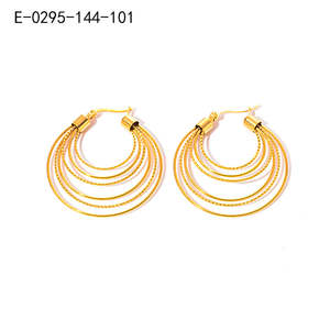 Boucles d'oreilles créoles en acier inoxydable plaqué or 316L, bijoux de mode multicouches pour femmes - Product Image 1