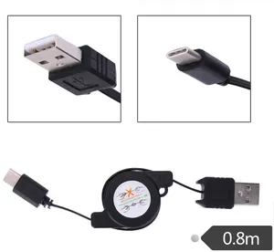 USB 3.1 Type C Chargeur rétractable Ressort de synchronisation de charge/câble de données de charge de voiture pour téléphone tablette Huawei P9 Honor8 0.8m