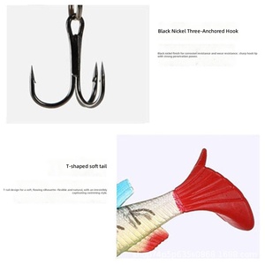 CHEERTY Leurre souple en silicone 9cm 14g, type Minnow coulant à queue en T, avec hameçons, motif Tasmanian Devil, pour Pêche au Silure et à la <span class=keywords><strong>Carpe</strong></span> en rivière et lac - Product Image 5