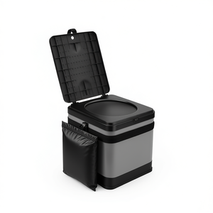 Toilette d'urgence portable 20L pliable pour le camping en plein air, la voiture, la randonnée, la navigation de plaisance avec sacs poubelles, cuvette carrée en plastique monobloc - Product Image 1