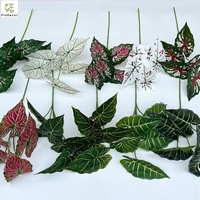 Offres Spéciales fait à la main réaliste plante verte artificielle Caladium grandes feuilles tropicales impression 3D pour Table de mariage décor de fête à la maison