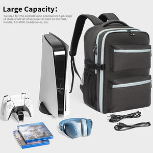 Sac à dos de voyage pour PlayStation 5/PS4/Xbox One <span class=keywords><strong>XS</strong></span>-Étui de transport pour console de jeu avec poches, gris - Product Image 3