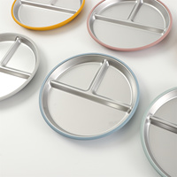 Assiette pour enfants en acier inoxydable 304 de 9 pouces, design moderne 2026, avec ventouse en silicone incluse, assiette à dîner pour enfants Plus