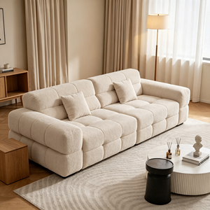 Sofá Moderno Minimalista de Tres Plazas con Respaldo Acolchado y Brazos Acolchados, Patas de Madera, Muebles Seccionales para Sala de Estar - Product Image 4
