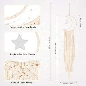 Attrape-rêves fait à la main en coton Boho avec long gland tissé macramé <span class=keywords><strong>tapisserie</strong></span> tenture murale pour la décoration de la maison bohème - Product Image 3