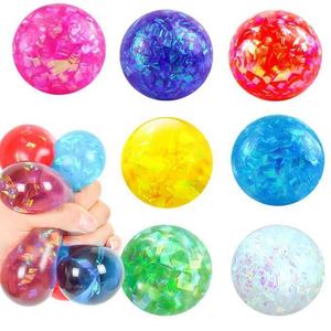 Jouets de décompression pour enfants, garçons et filles, de haute qualité, en TPR coloré, 6 cm, élastiques, avec des paillettes de cristal, en forme de boule d'eau - Product Image 2